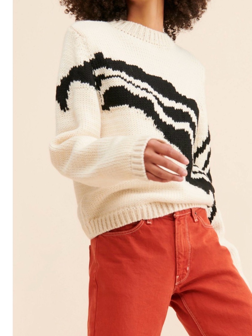 Free People Mandinga Abacus Wave Cropped Wool Blend Sweater Size Medium